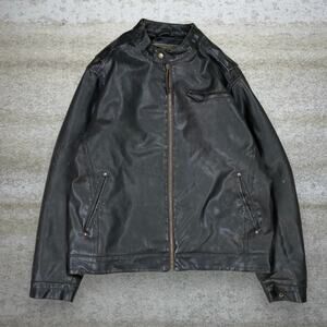 Vintage 90s Arizona Faux Leather Jacket Mens L Mocha Brown Insulated Full Zip